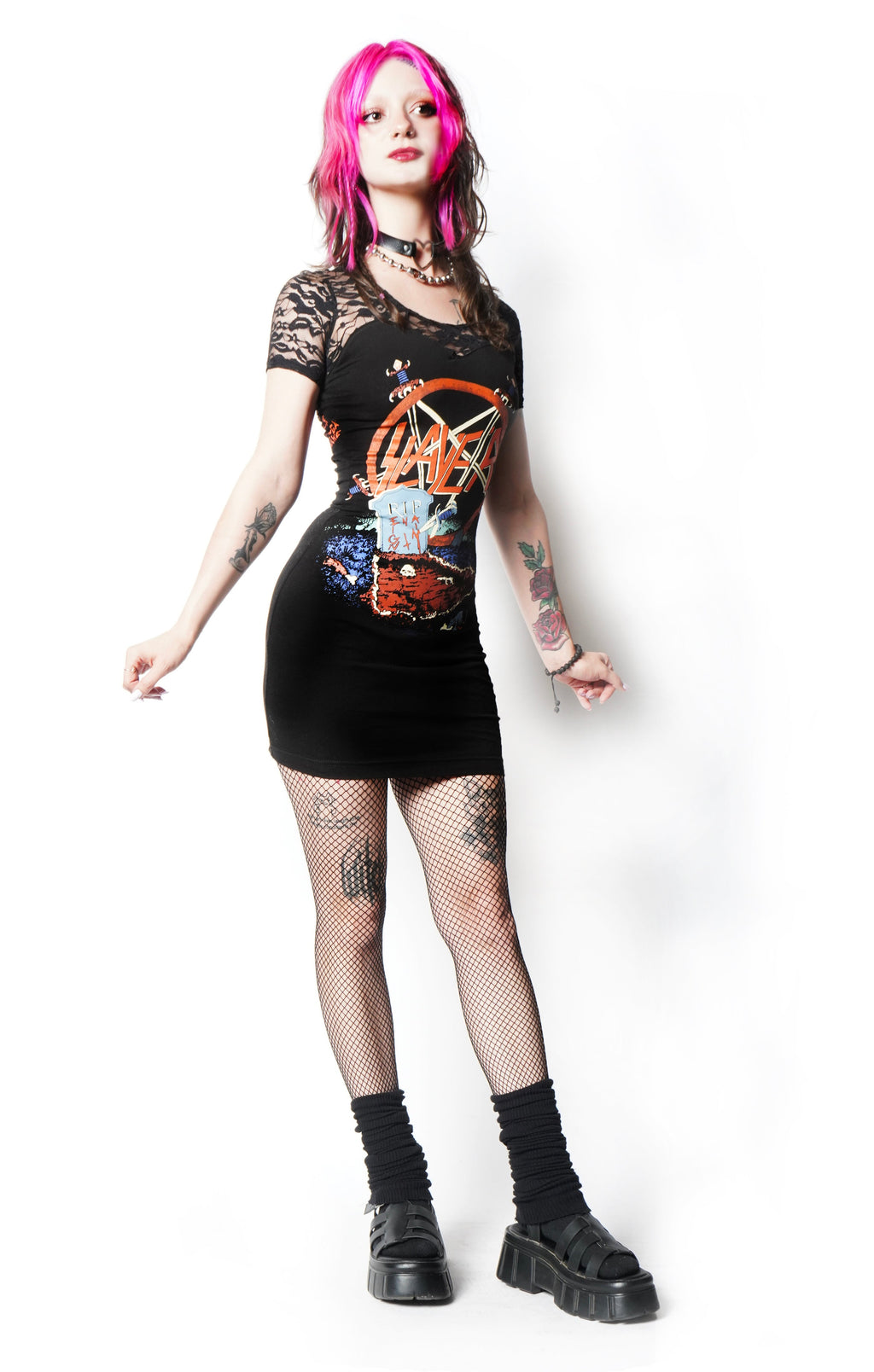 Vera's Eyecandy Slayer Lace Metal Dress