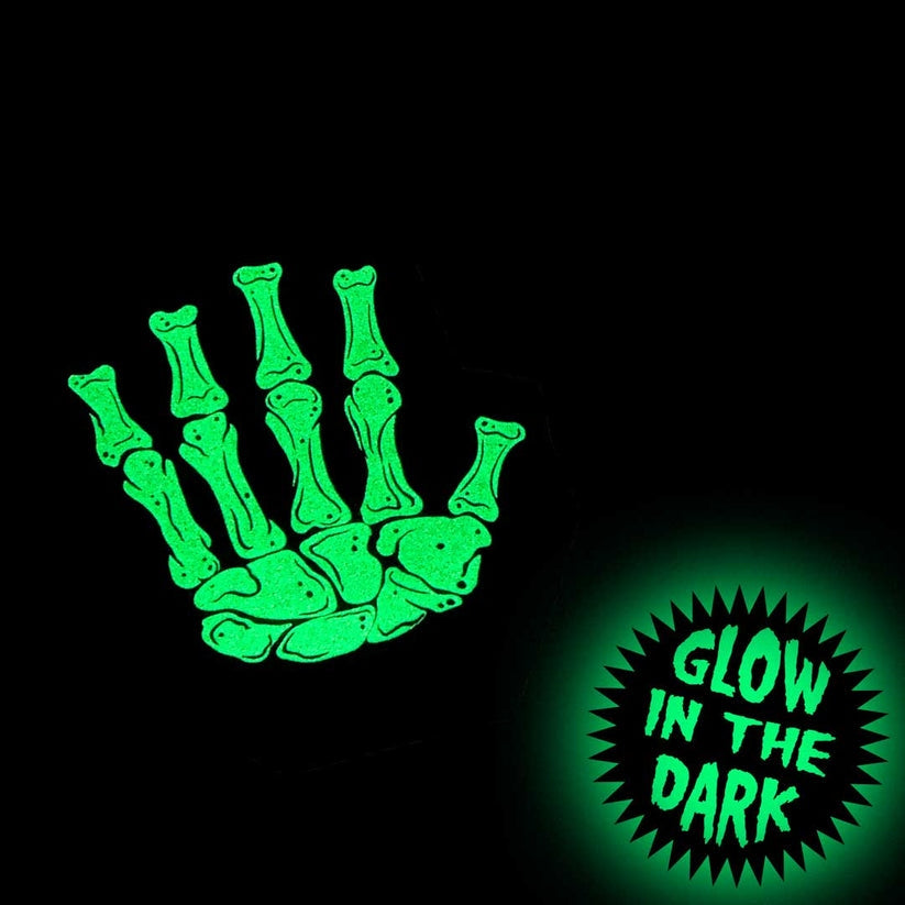 Kreepsville 666 Skeleton Black Glow in Dark Fingerless Gloves 2 Sizes