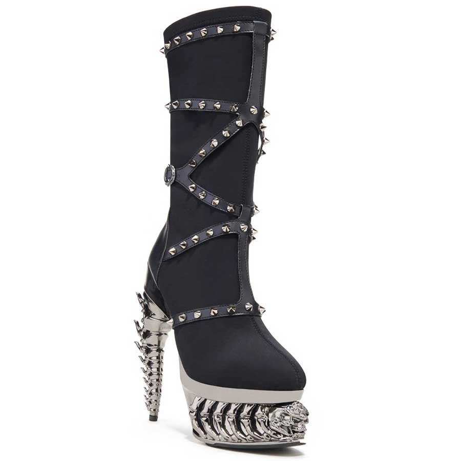 Hades TANITH Black Boots 5" High Dragon Chrome Heels