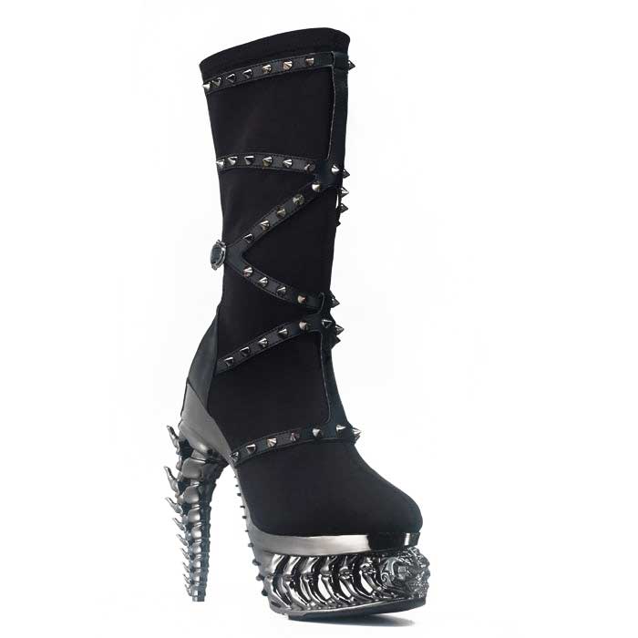 Hades TANITH Black Boots 5" High Dragon Chrome Heels