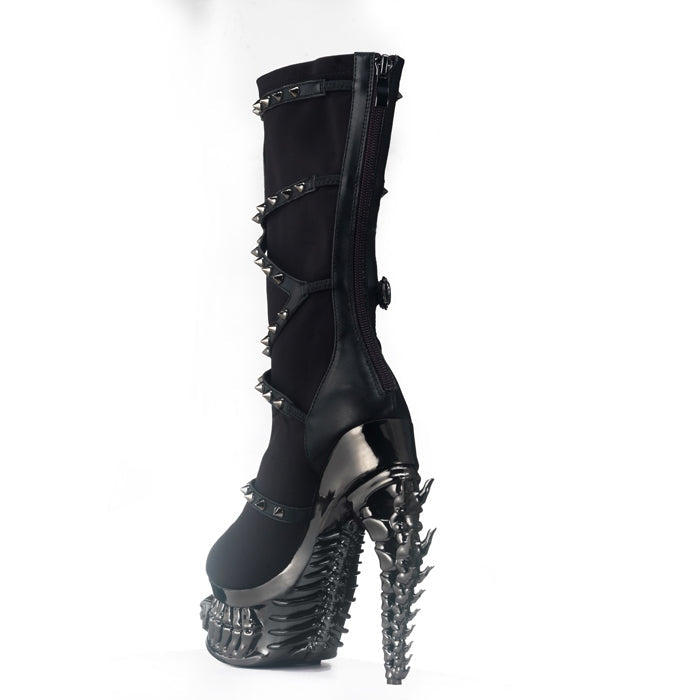 Hades TANITH Black Boots 5" High Dragon Chrome Heels