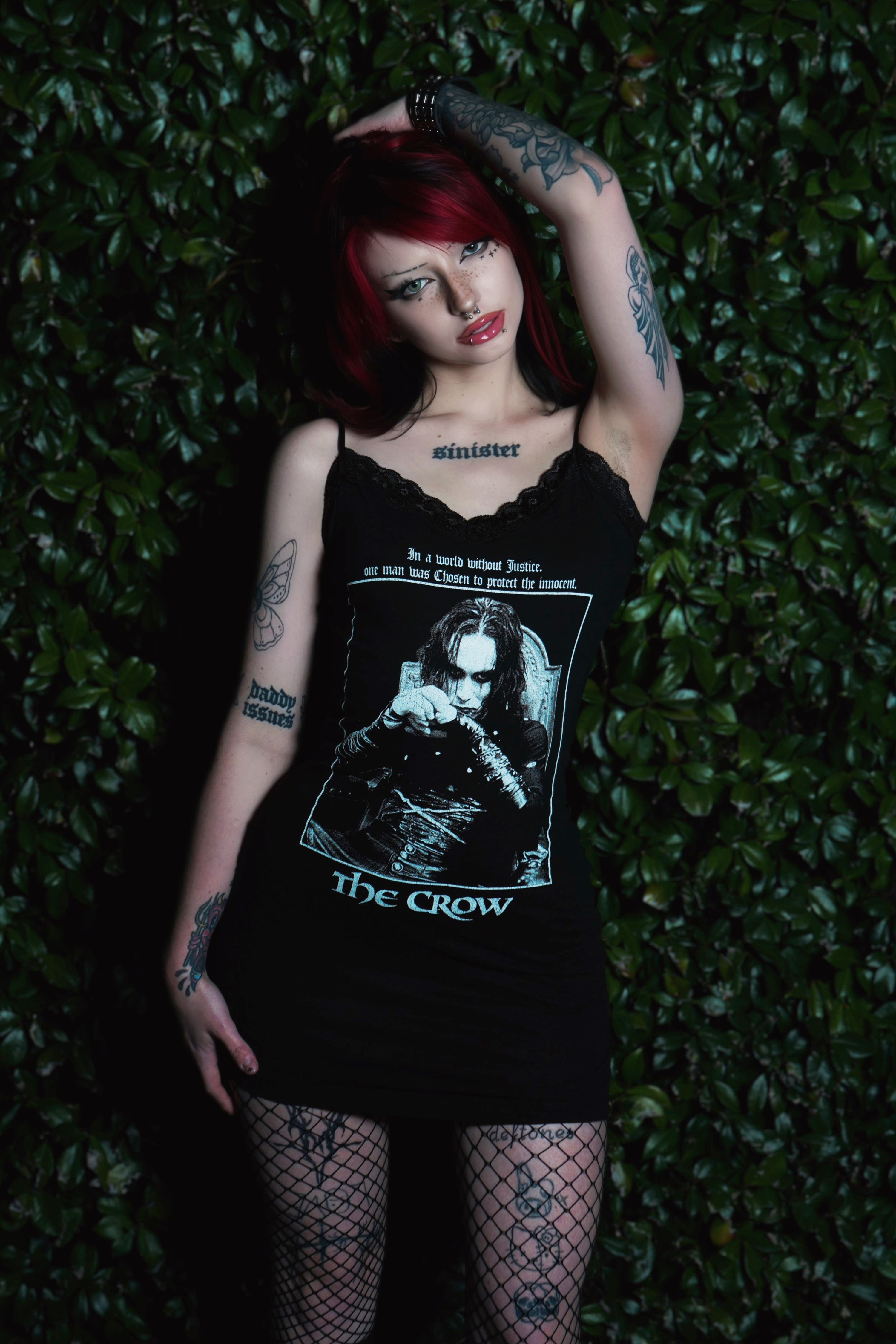 Vera's Eyecandy The Crow Black Lace Strap Dress