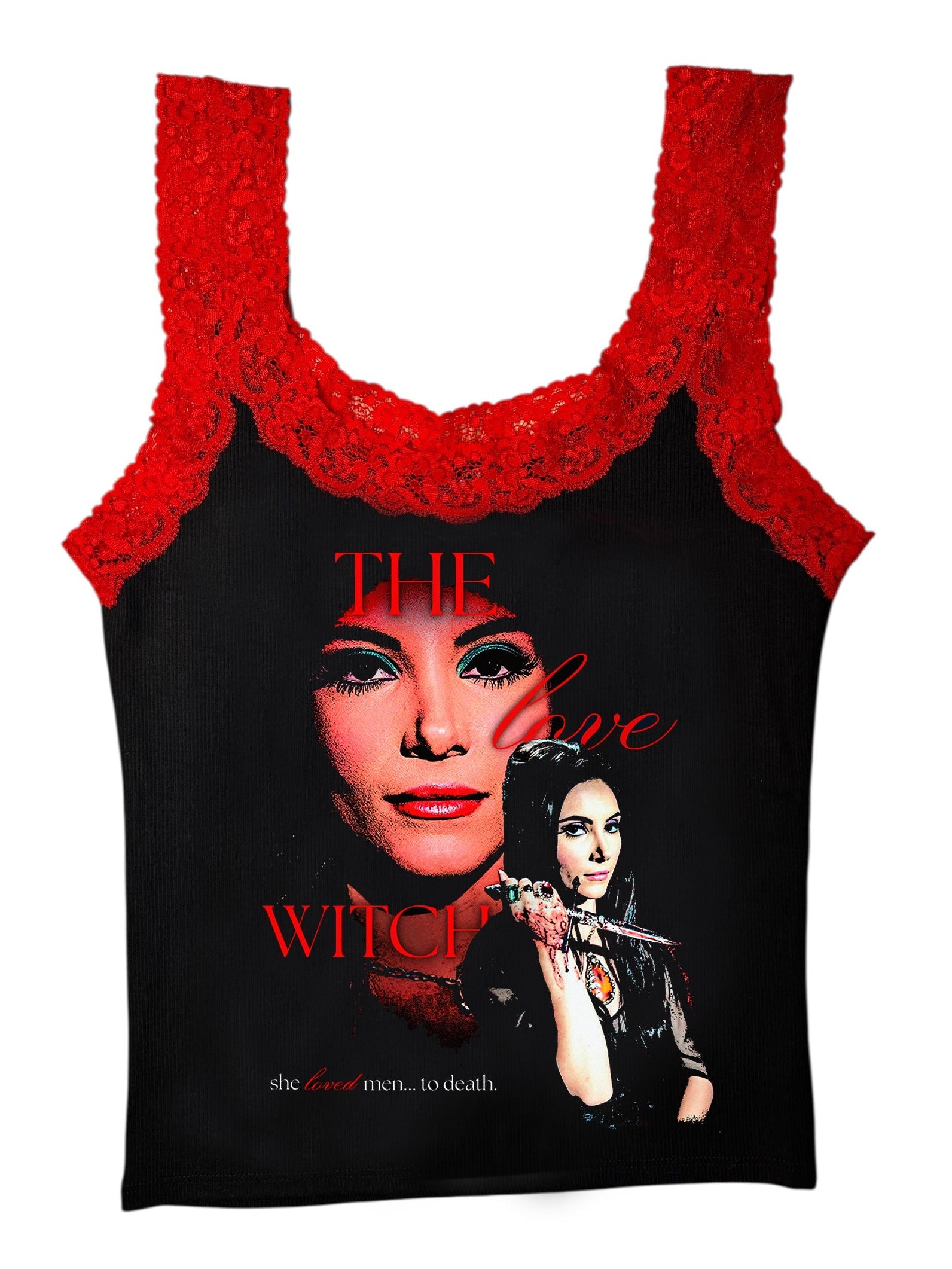 Vera's Eyecandy The Love Witch Red Lace Ribbed Tank Top