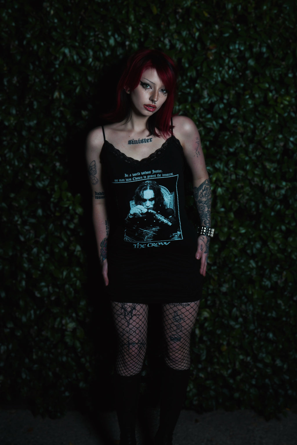 Vera's Eyecandy The Crow Black Lace Strap Dress