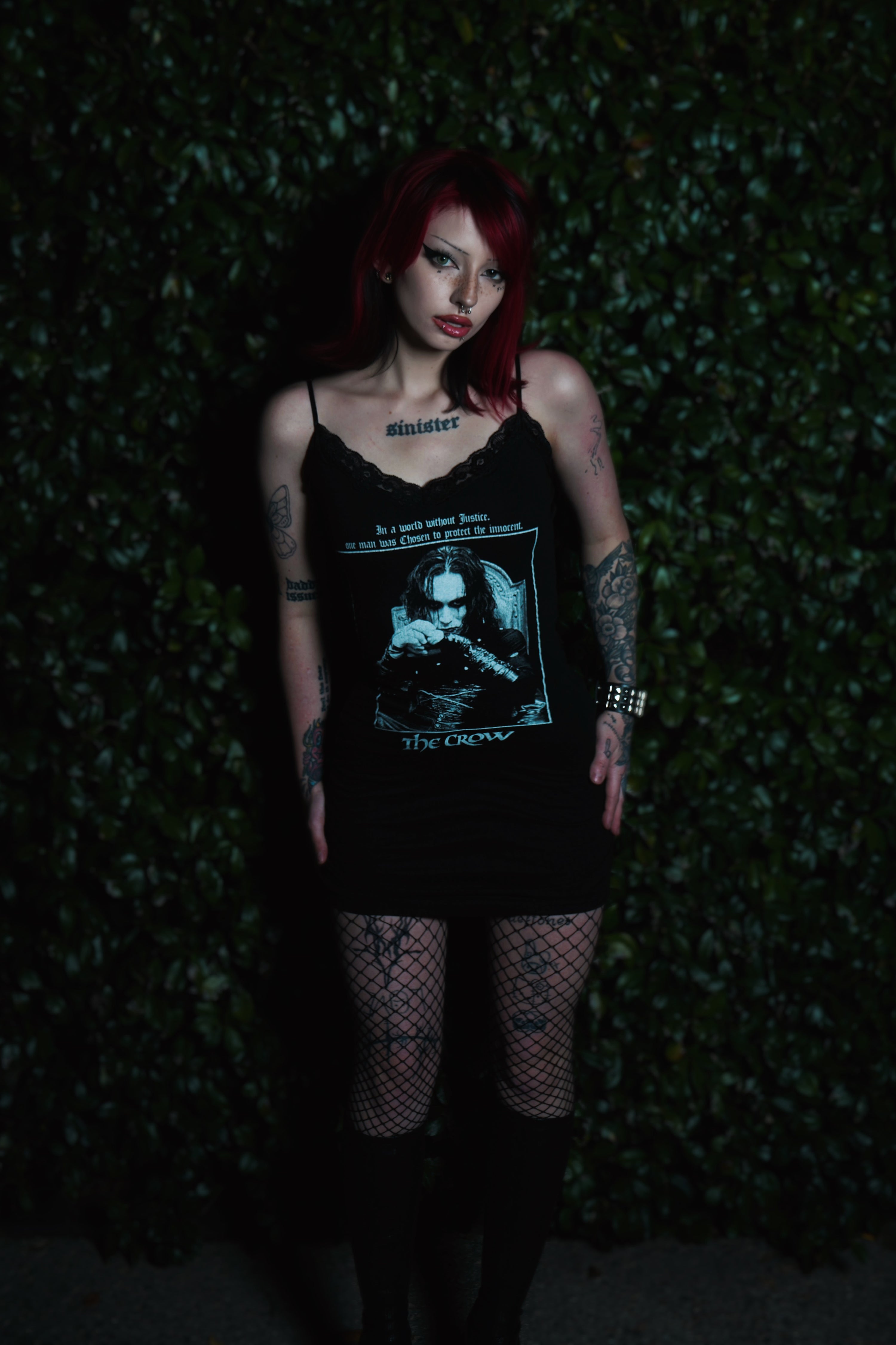 Vera's Eyecandy The Crow Black Lace Strap Dress