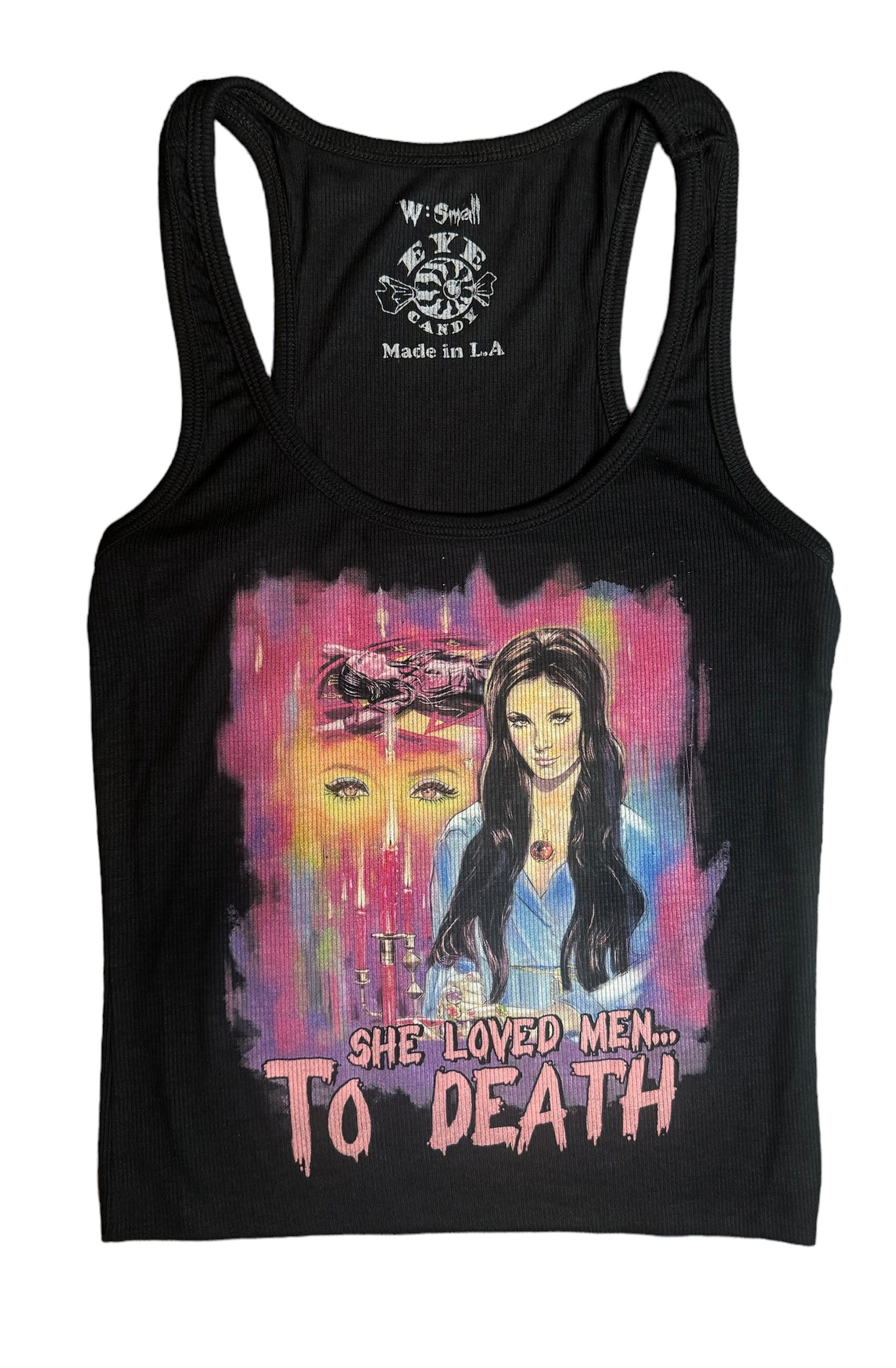 Vera's Eyecandy The Love Witch 'Loved men to Deat') Ribbed Tank Top