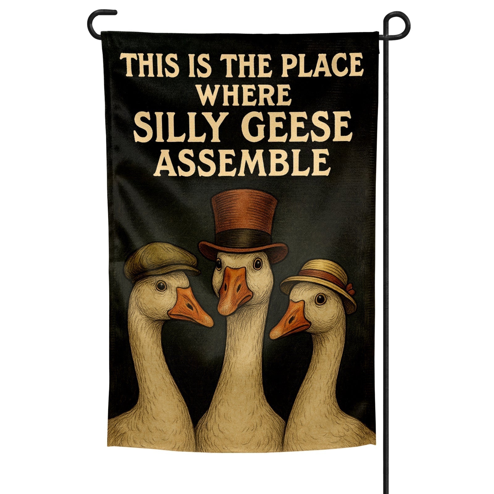 Original Underground This is the Place Where Silly Geese Assemble Garden Flag