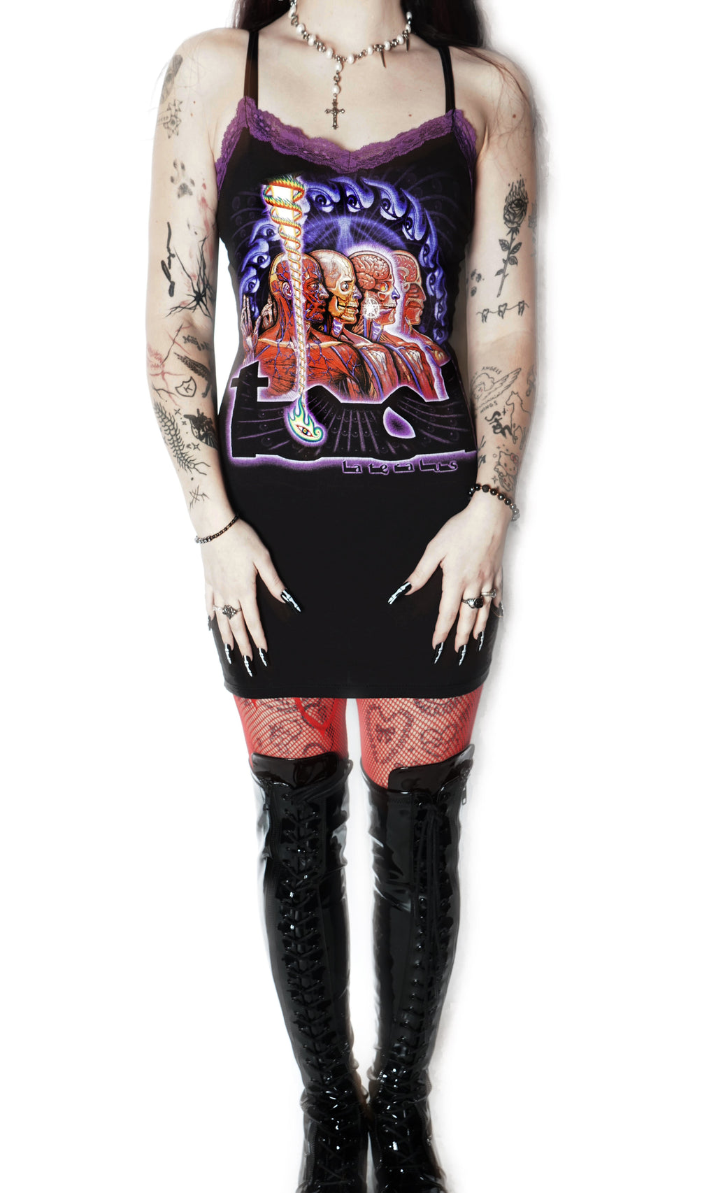 Vera's Eyecandy Tool Purple Lace Strap Dress