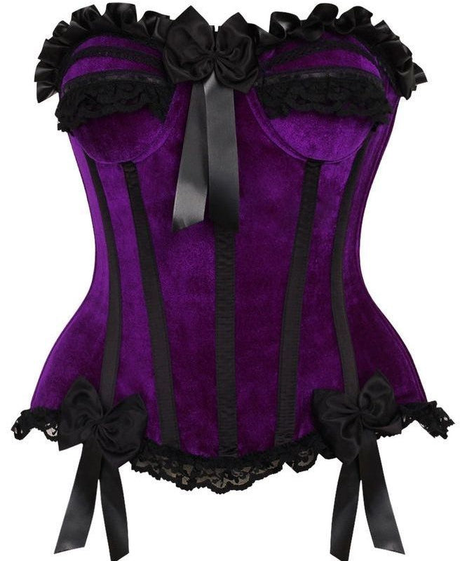 Top Drawer Purple Velvet Steel Boned Burlesque Corset - Daisy Corsets
