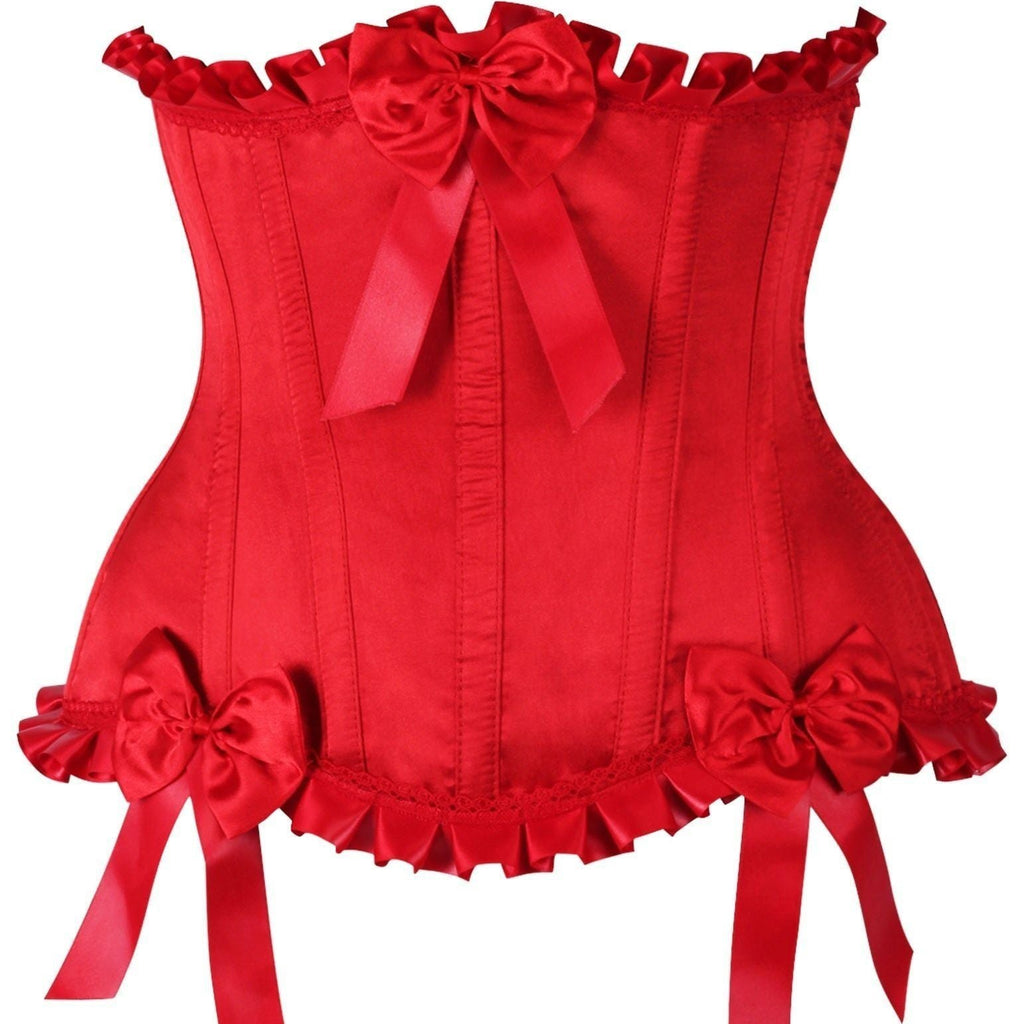 Top Drawer Red Steel Boned Burlesque Underbust Corset Waist Cincher - Daisy Corsets