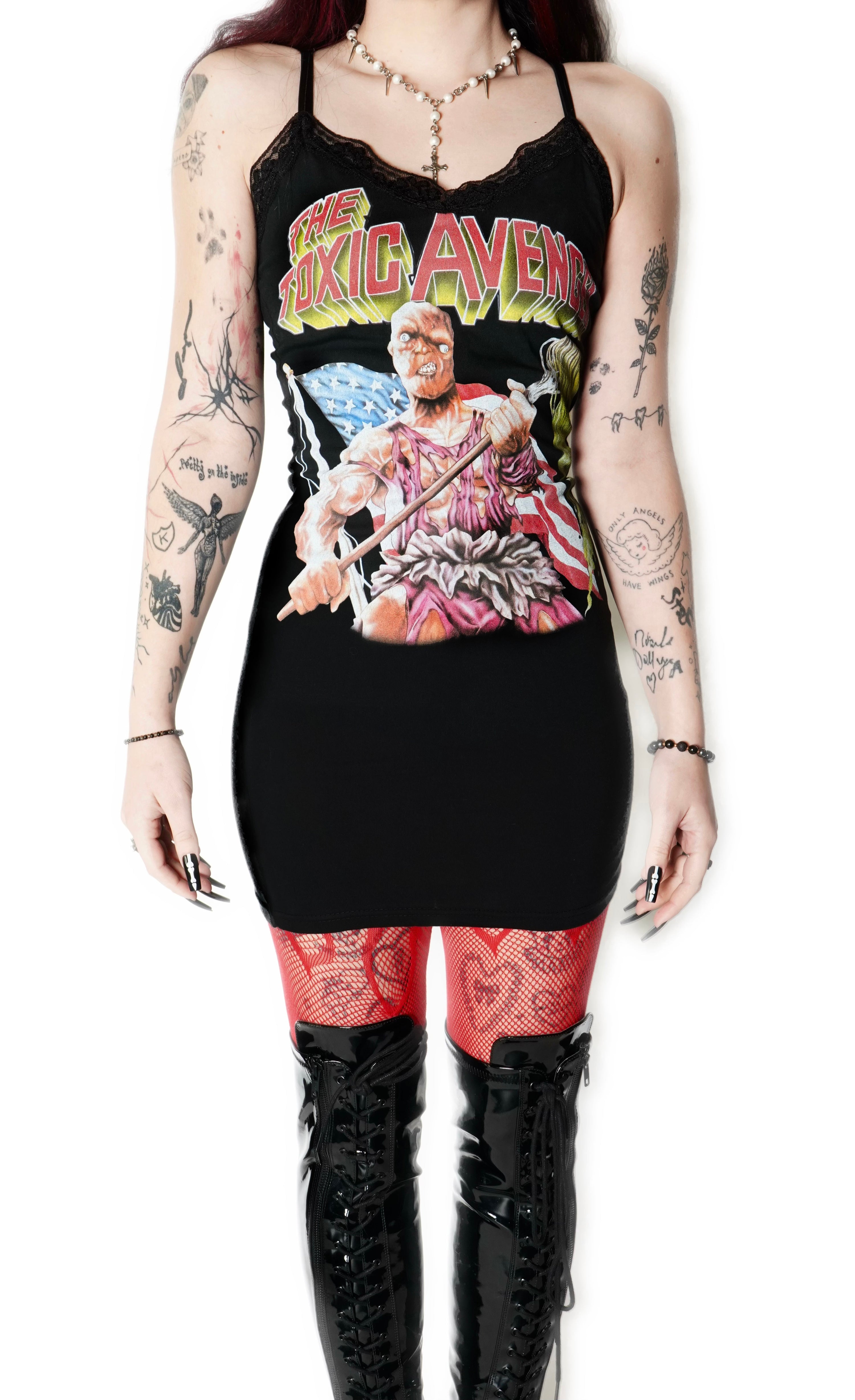 Vera's Eyecandy Toxic Avenger Lace Strap Dress