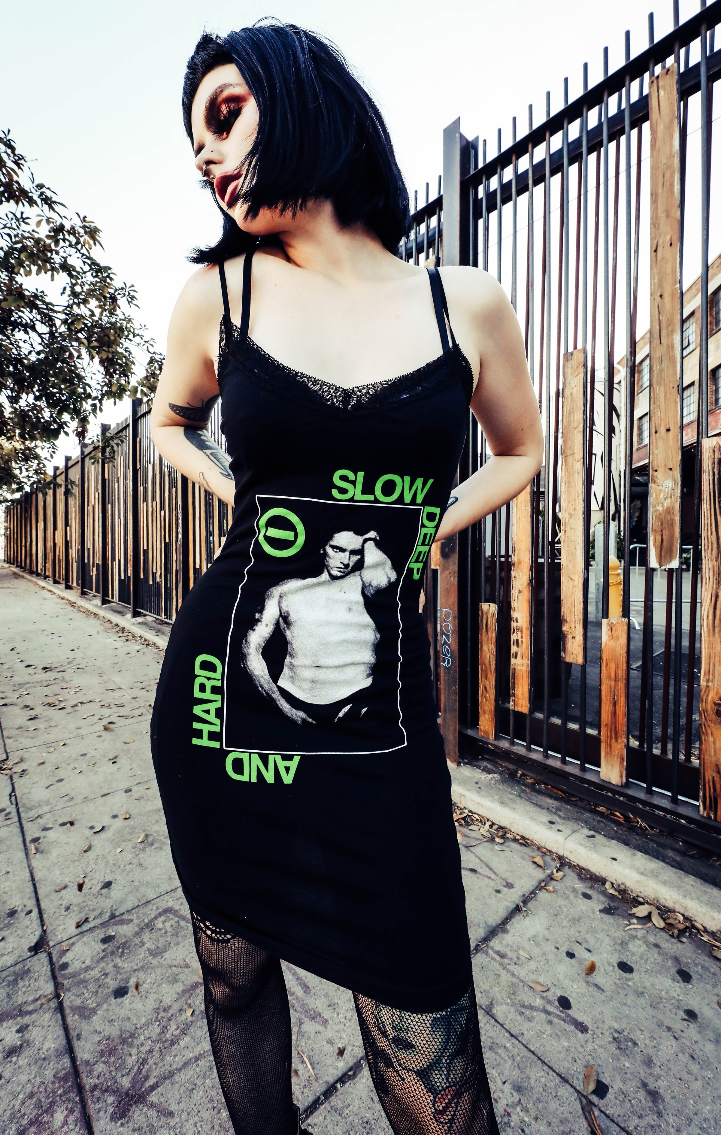 Vera's Eyecandy Peter Steele 'Slow Deep' Lace Strap Dress