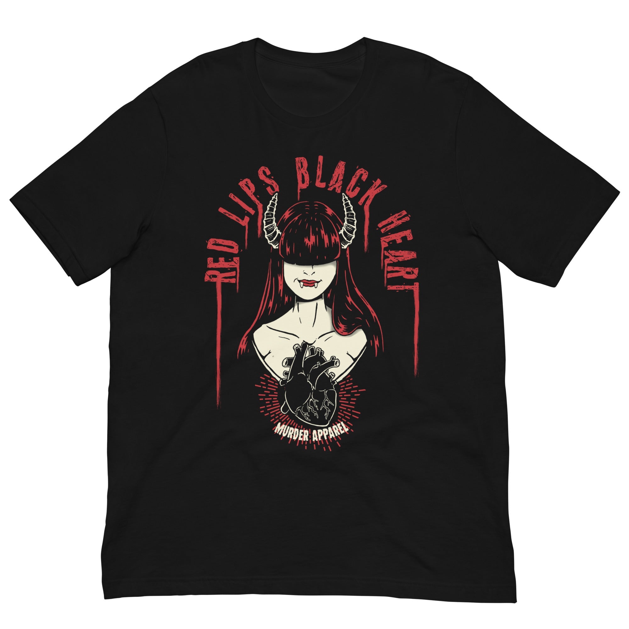 Murder Apparel Red Lips Black Heart T-Shirt