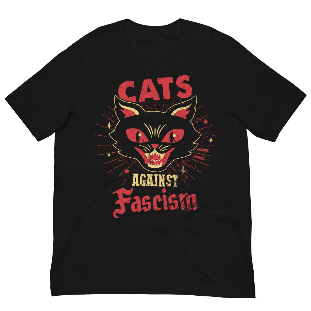 Murder Apparel Cats Against Fascism Black T-shirt