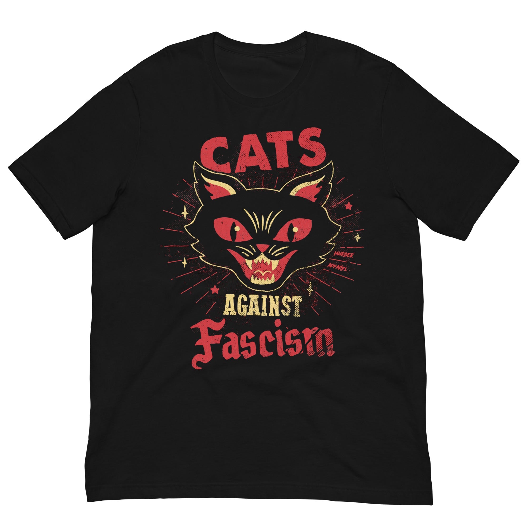 Murder Apparel Cats Against Fascism Black T-shirt