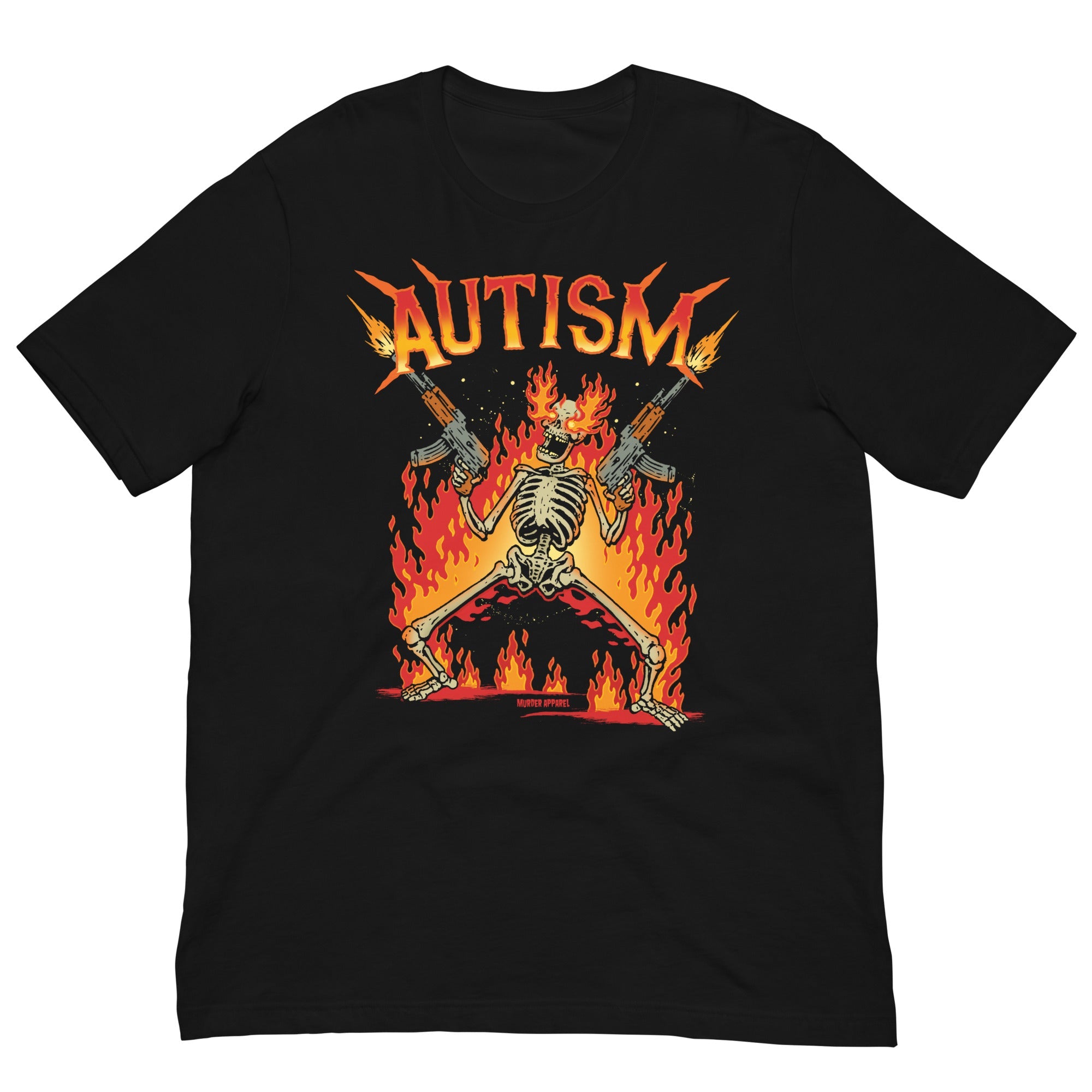 Murder Apparel Autism Skeleton Black T-shirt