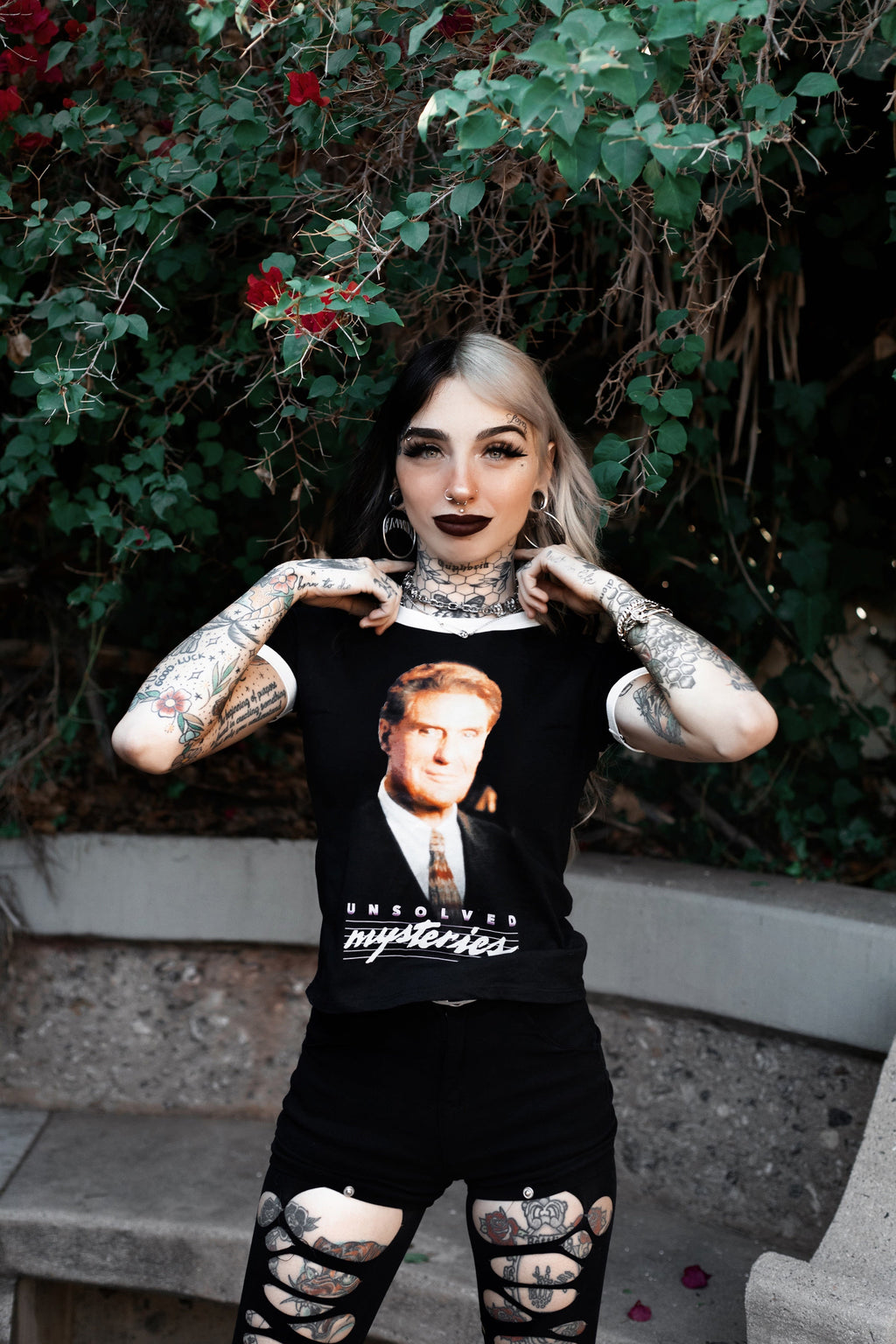 Vera's Eyecandy Unsolved Mysteries Ringer Tee