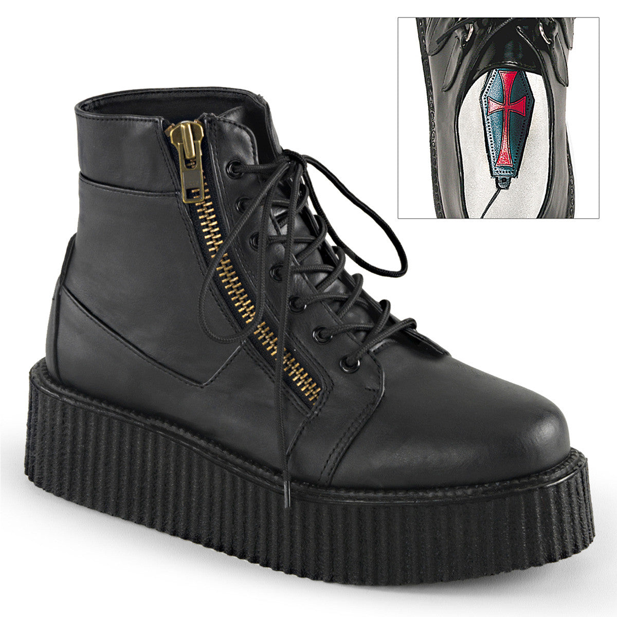 Demonia V-Creeper 571 Black Vegan Leather