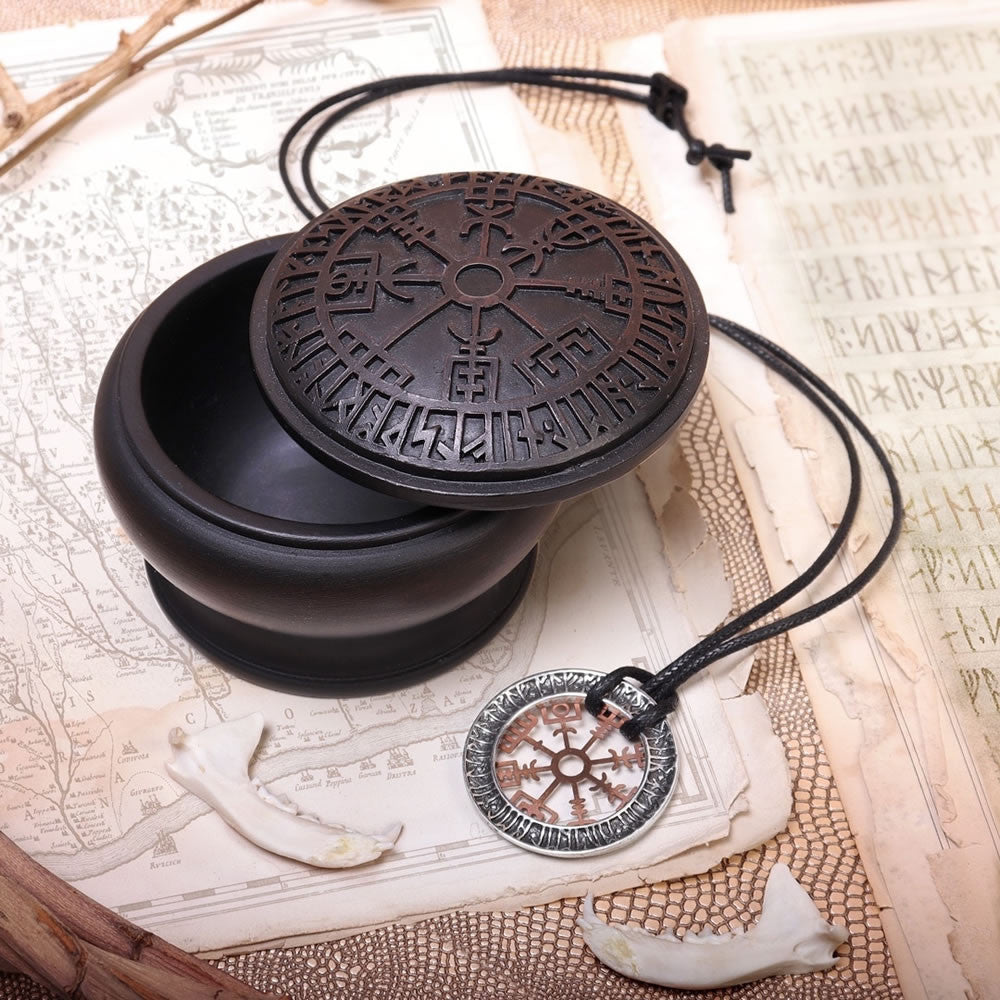Alchemy Gothic Vegvisir Runes Trinket & Jewelry Box V102