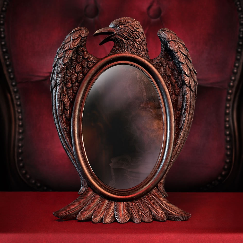 Alchemy Gothic Black Raven Mirror Wall or Tabletop V105