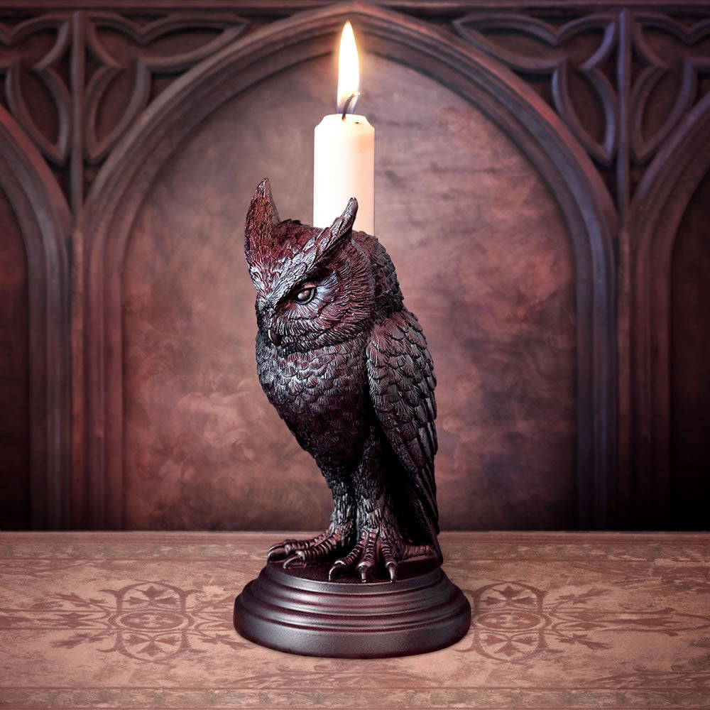 Alchemy Gothic Owl Astrontiel Candle Stick Holder V116