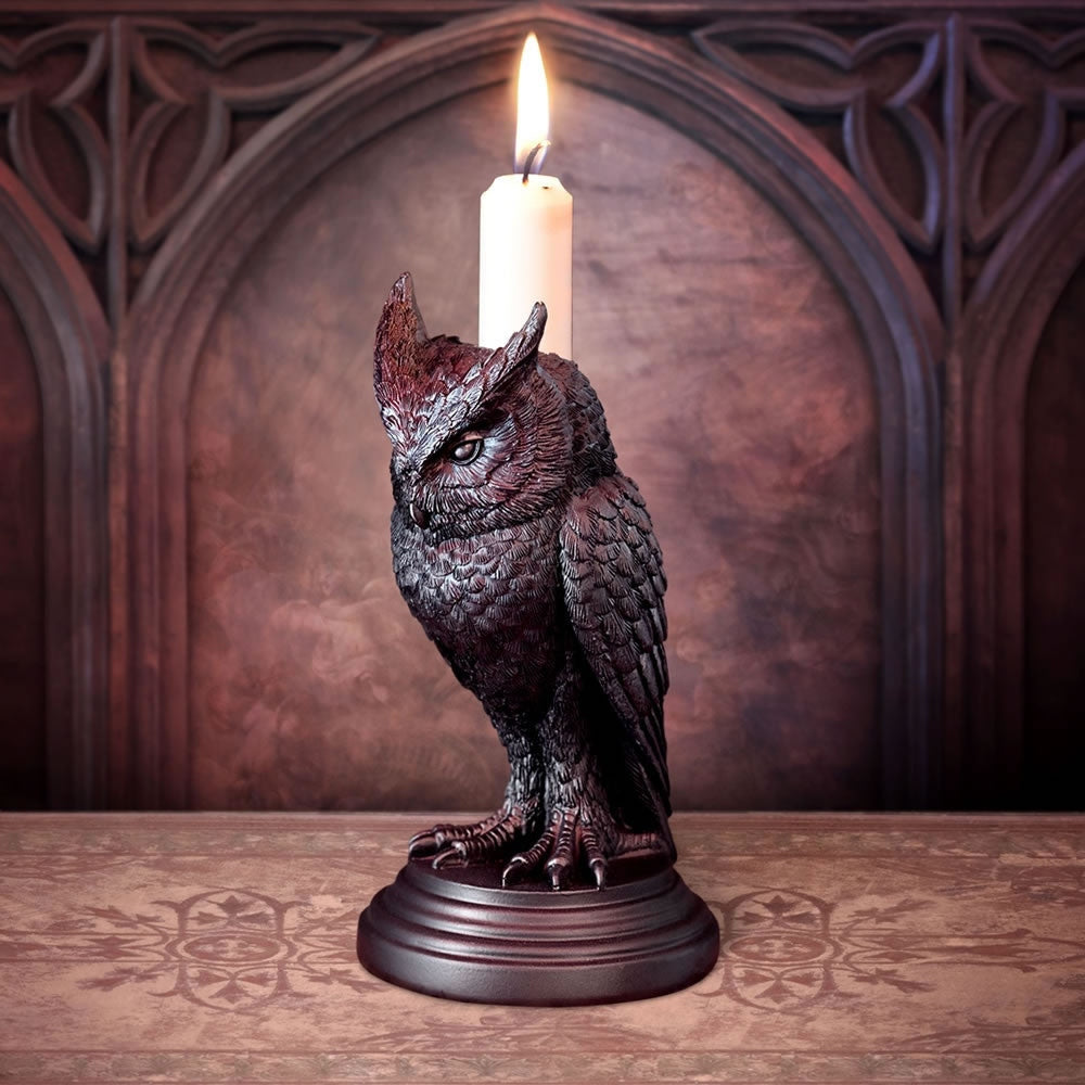 Alchemy Gothic Owl Astrontiel Candle Stick Holder V116