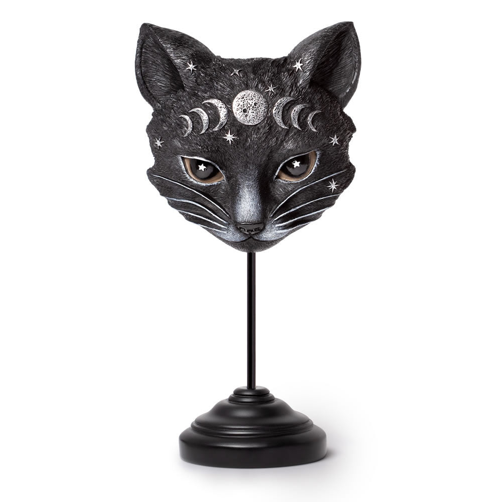 Alchemy Gothic Mystic Moon Cat Masque Desk/Wall Ornament V129