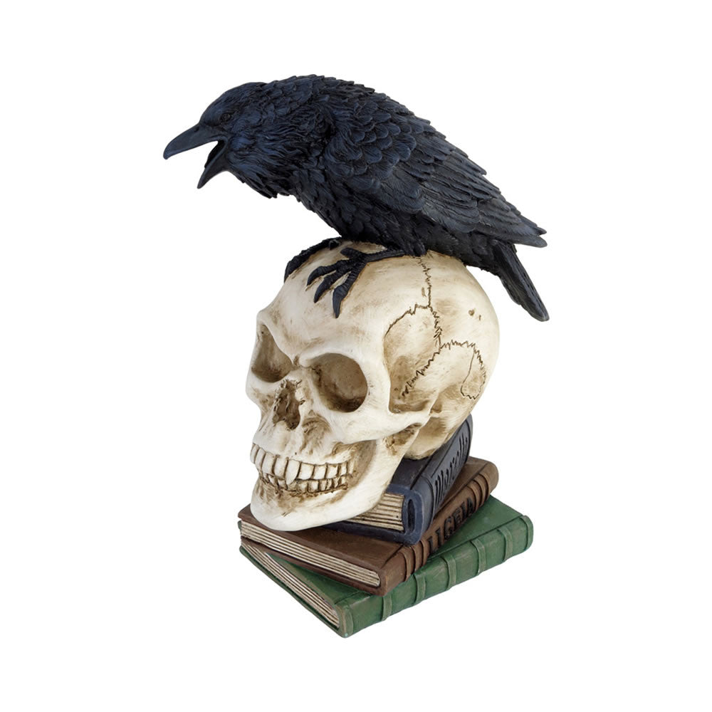 Alchemy Gothic Poe's Raven Skull Nevermore Statue V17