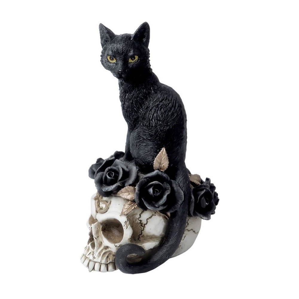 Alchemy Gothic Grimalkin's Ghost Black Cat Skull V71