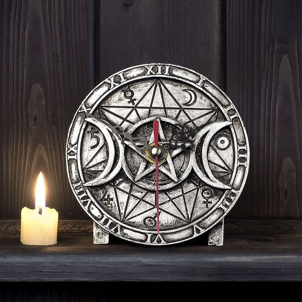 Alchemy Gothic Wiccan Moon Desk Clock V88