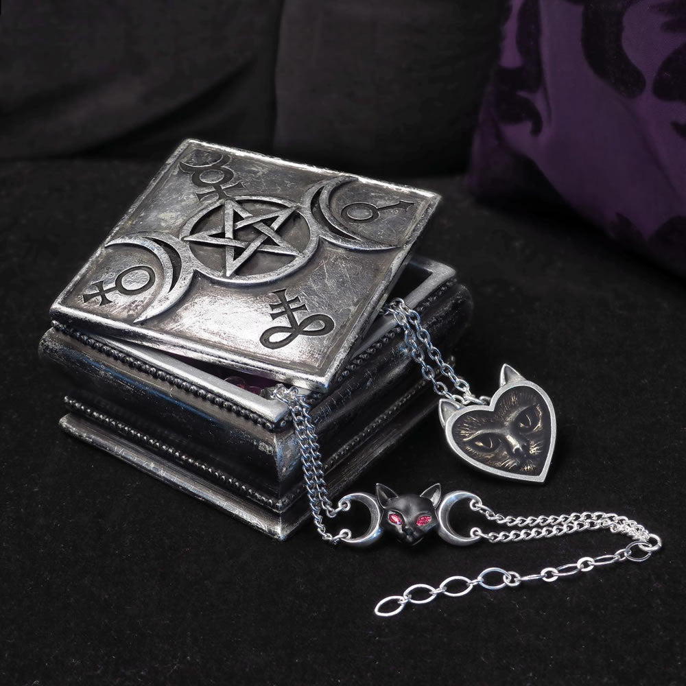 Alchemy Gothic Triple Moon Lidded Trinket Box V92