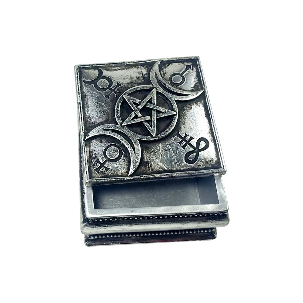 Alchemy Gothic Triple Moon Lidded Trinket Box V92