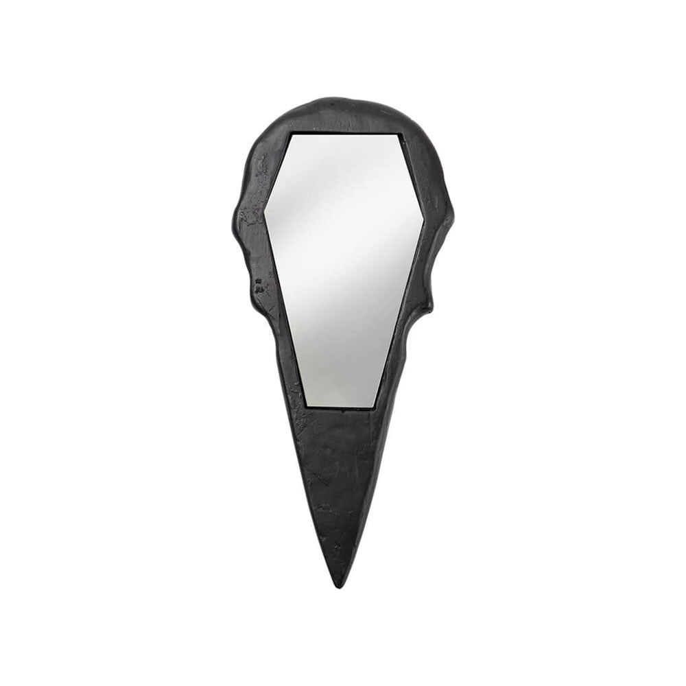 Alchemy Gothic Raven Skull Hand Mirror Silver Black V99