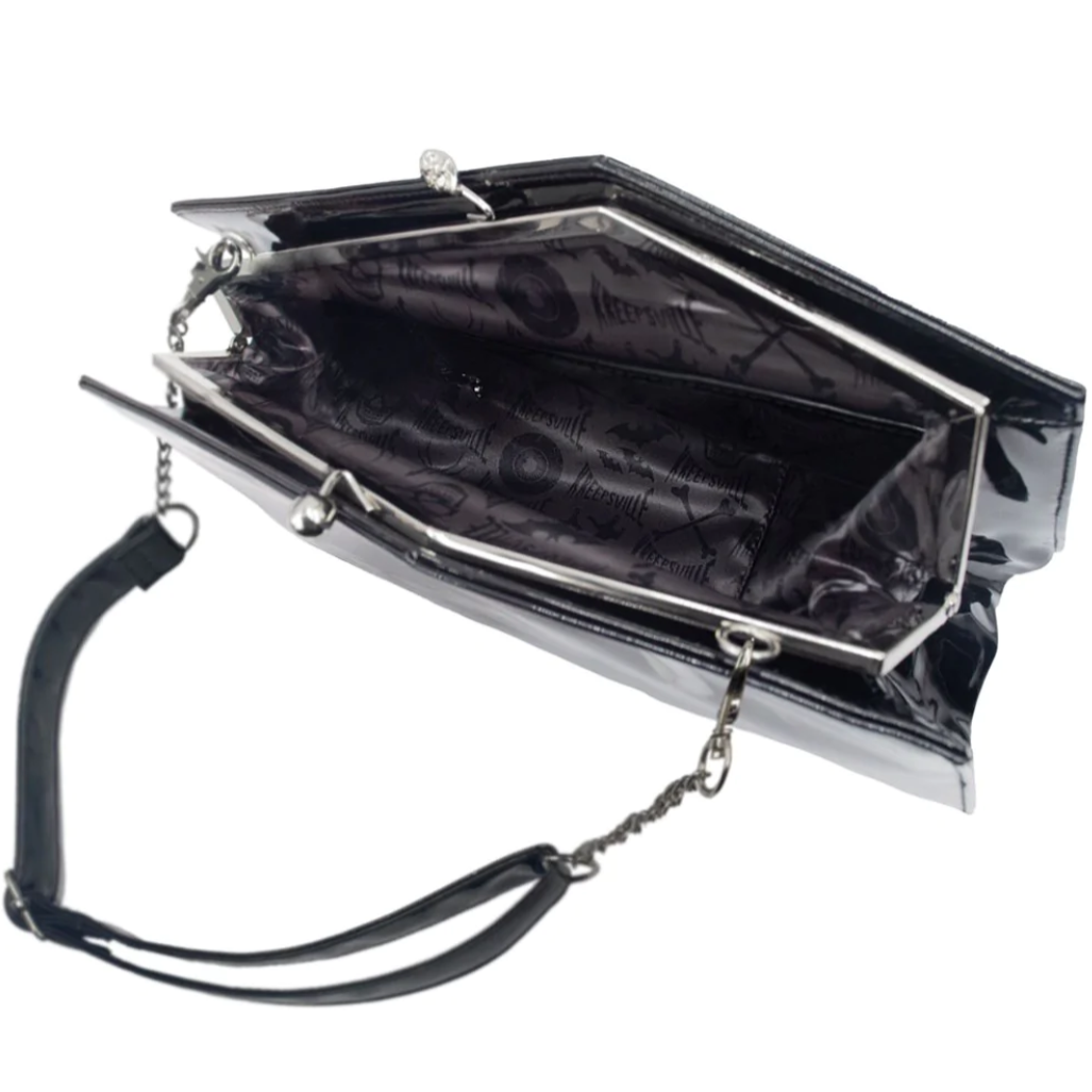 Kreepsville Vampira Patent Kisslock Coffin Purse