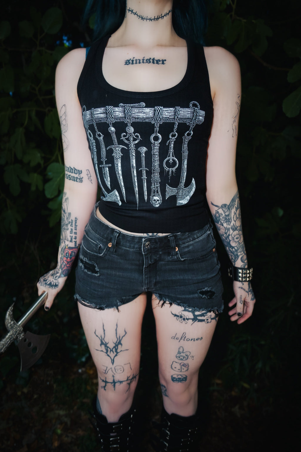 Vera's Eyecandy Medieval Weapons Ribbed Tank Top