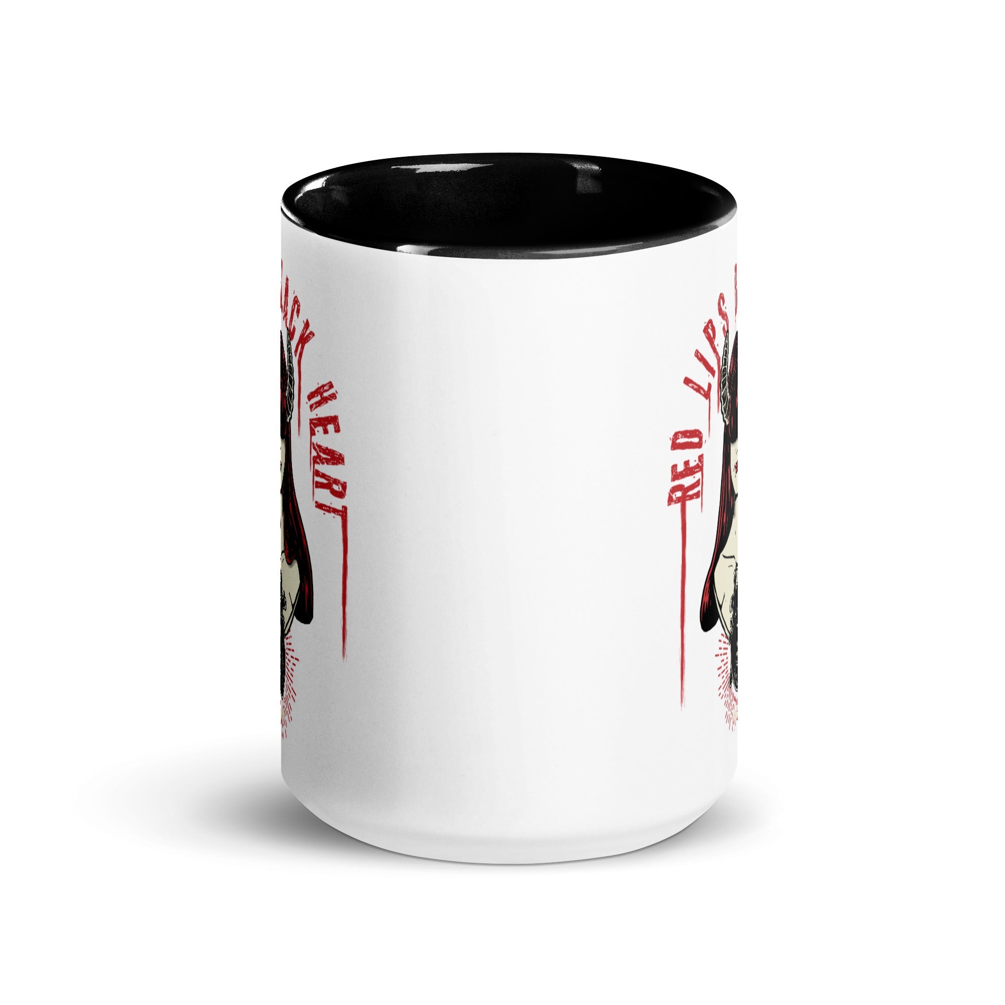 Murder Apparel Red Lips Black Heart Mug
