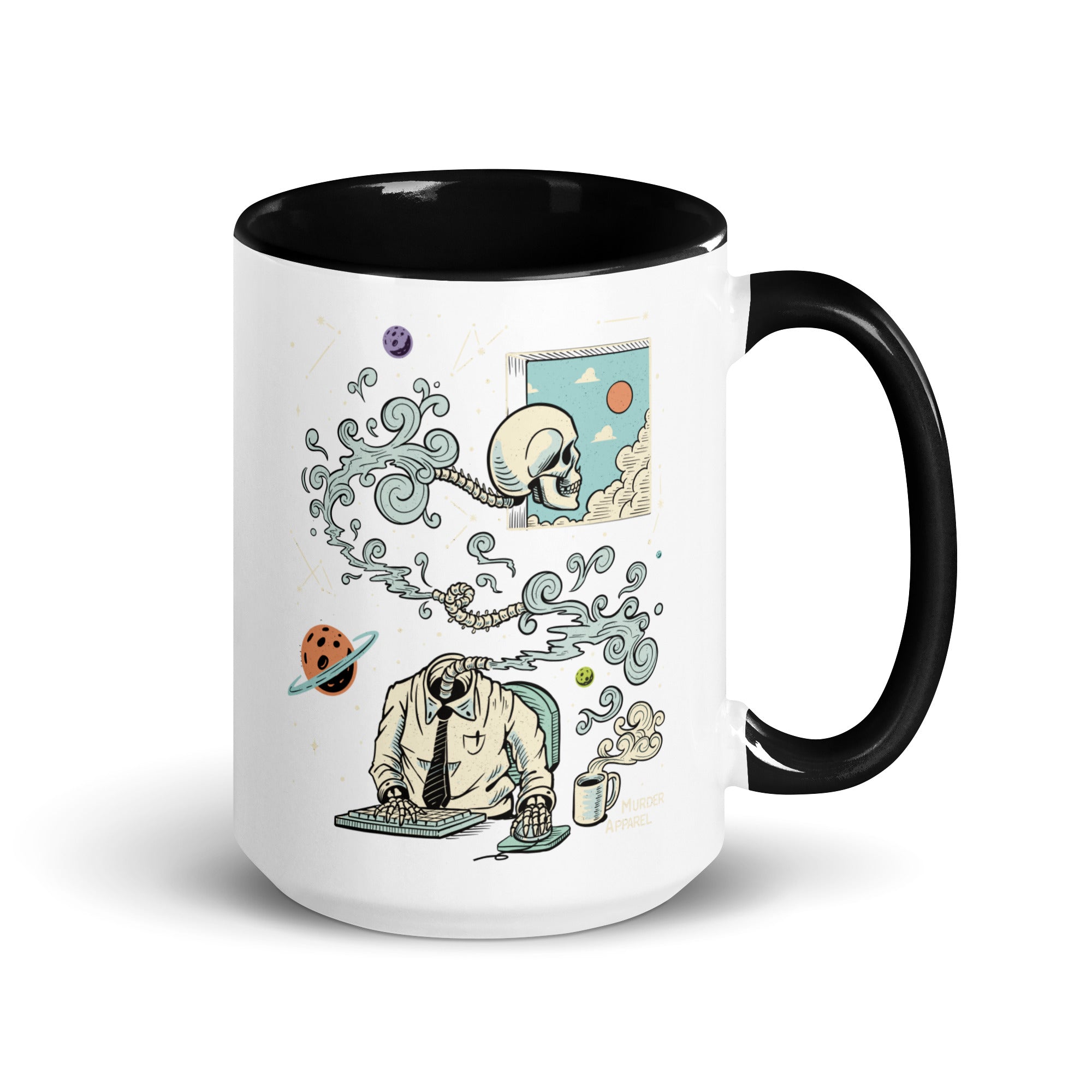 Murder Apparel Spacing Out Skeleton Mug