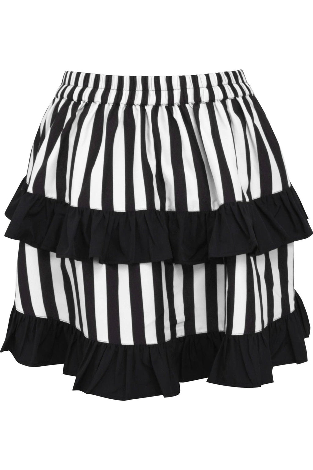 Daisy Corsets White Black Striped Ruched Bustle Skirt