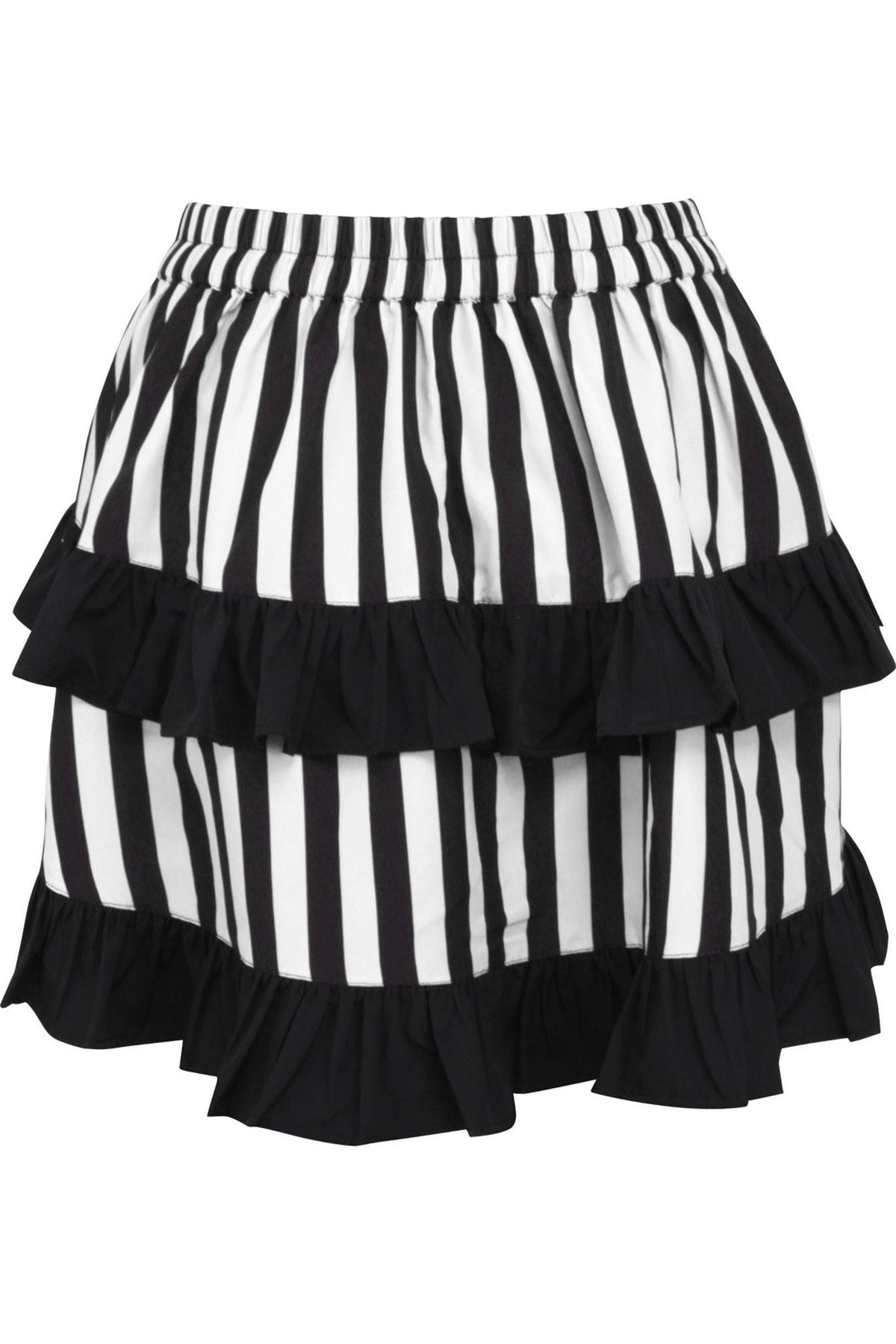 Daisy Corsets White Black Striped Ruched Bustle Skirt